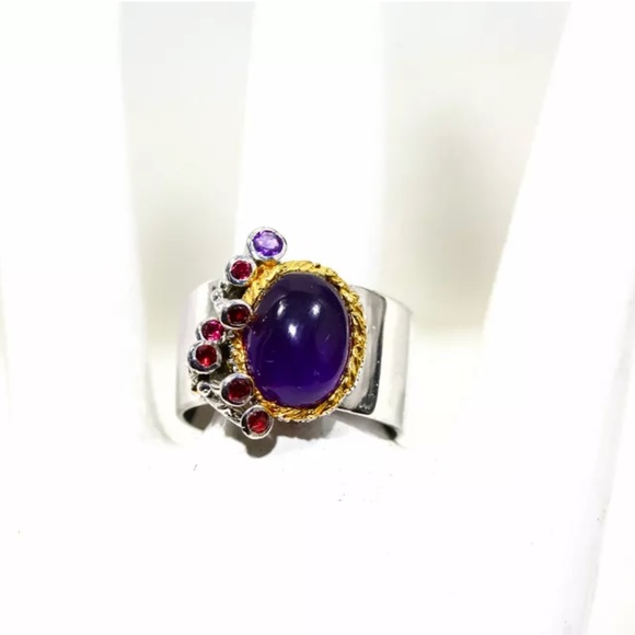 Jewelry - Amethyst Cabochon & Sterling Silver Statement Ring